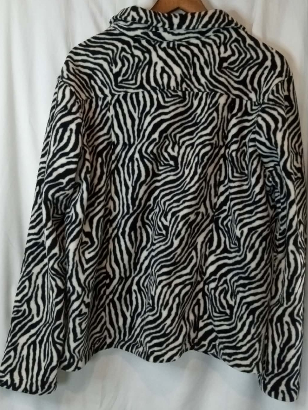 Westbound Black  White Zebra Print Teddy Jacket Soft Pockets Office XL Party Hot - Picture 2 of 3